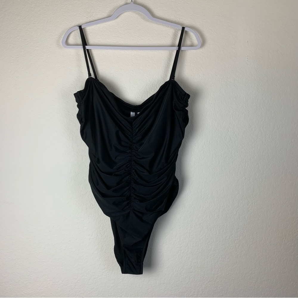 J.crew Womens black ruched sweetheart one piece swimsuit 20